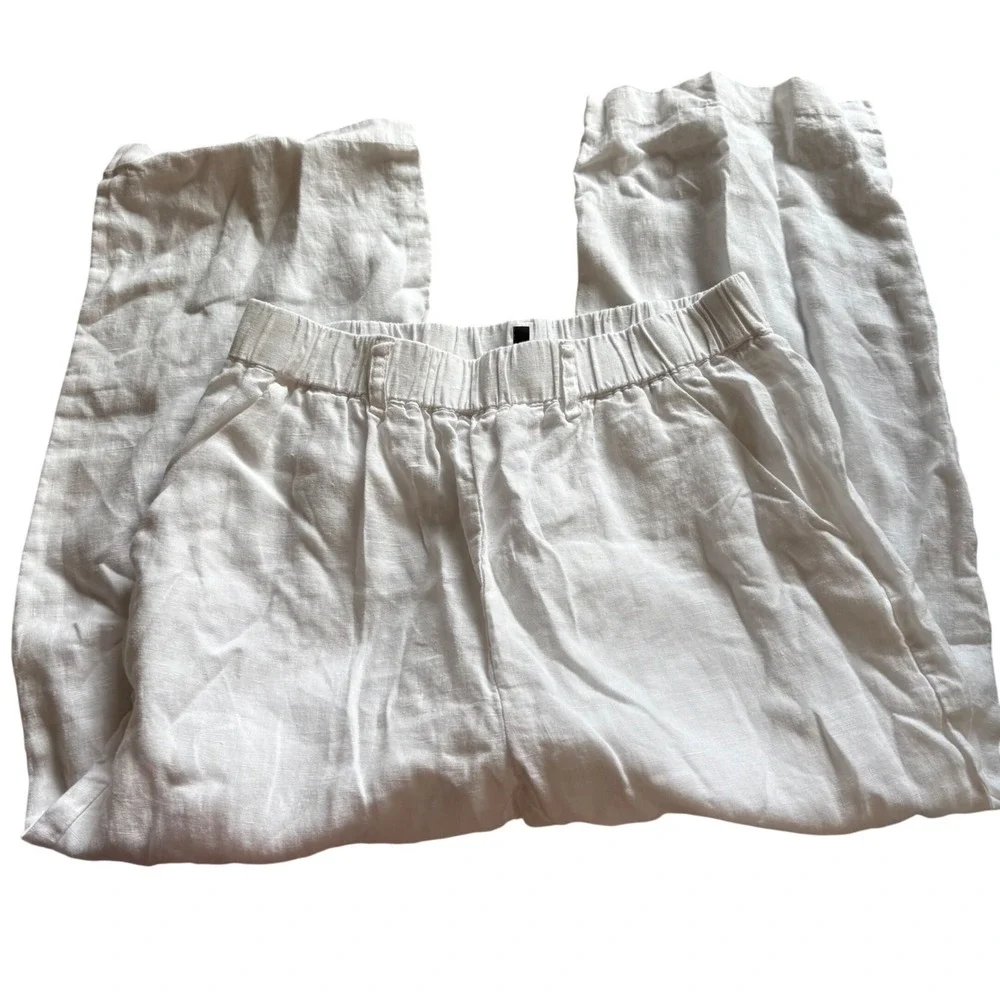 QUINCE White Linen Pull On Pants Size XS Costal Vacation‎